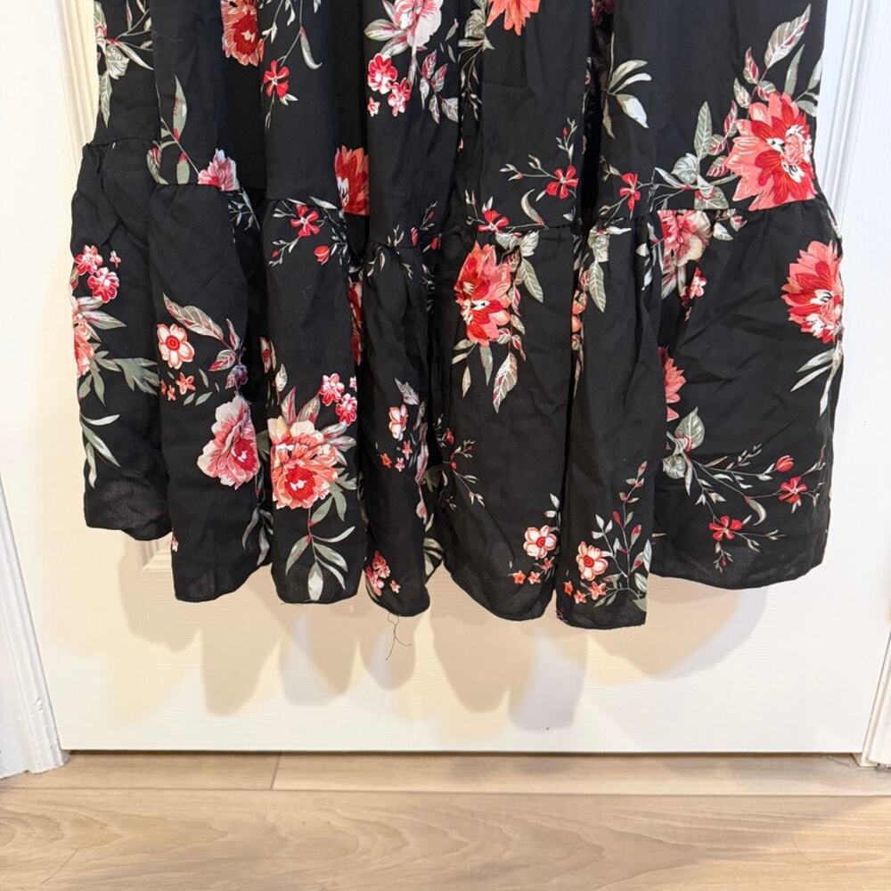 Rusttydustty Floral Boho Maxi Dress‎ Black Button Front XL Cottagecore Romantic - Picture 6 of 11